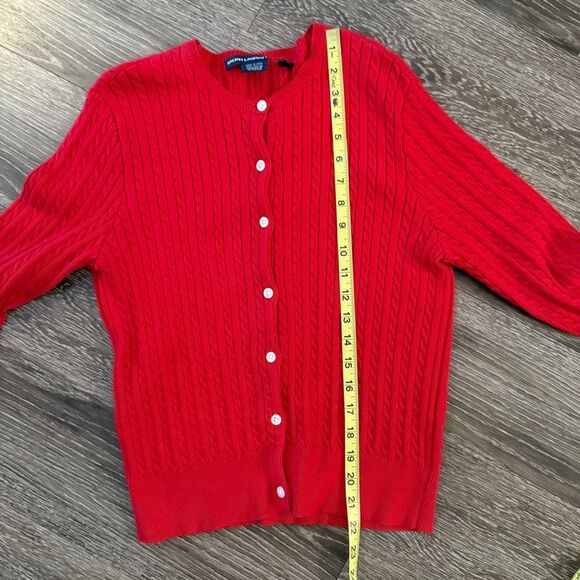 Ralph Lauren Red Cable Knit Cardigan - Picture 5 of 7